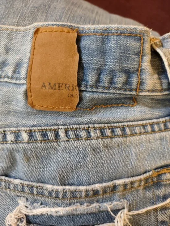 American Eagle Outfitters Distressed Jeans Men’s 31x32 Light Wash Ripped Denim - Picture 3 of 5